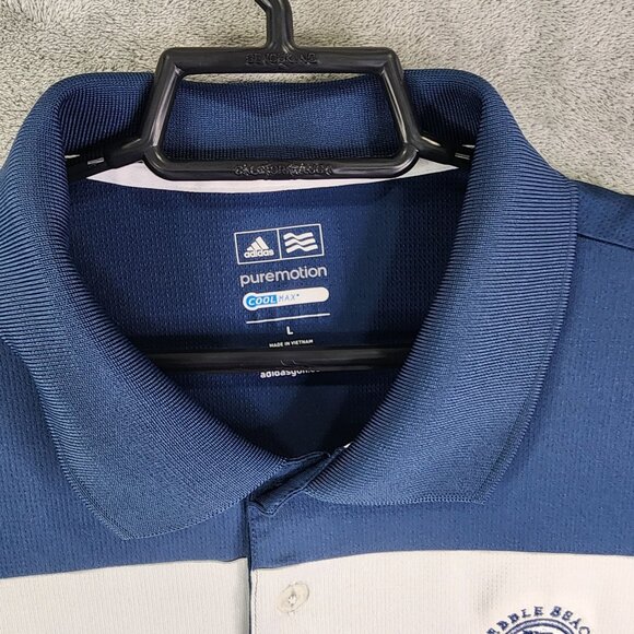 Men's Blue & White Adidas Golf Puremotion Coolmax Polo Shirt Short Sleeve L - Picture 5 of 12